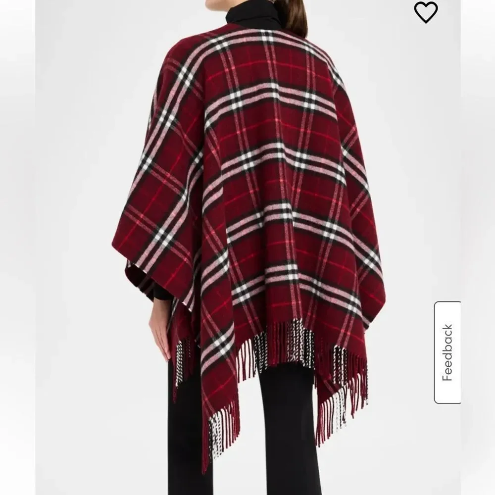 Burberry red Charlotte Check Wool-Cashmere Cape - Picture 3 of 12
